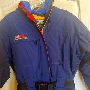 Obermeyer navy ski suit with hood sz 10 tall